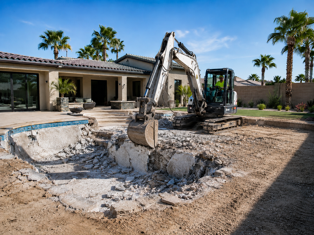 Pool demolition and concrete removal services in the Phoenix Arizona area